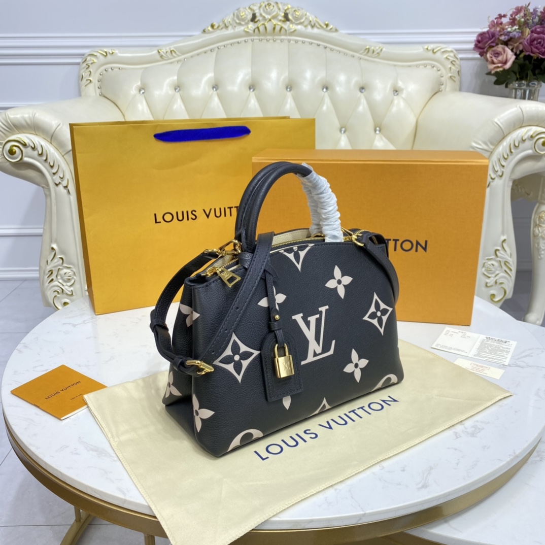 Louis Vuitton PETIT PALAIS Tote Bag Monogram Empreinte M58913 Black/Beige